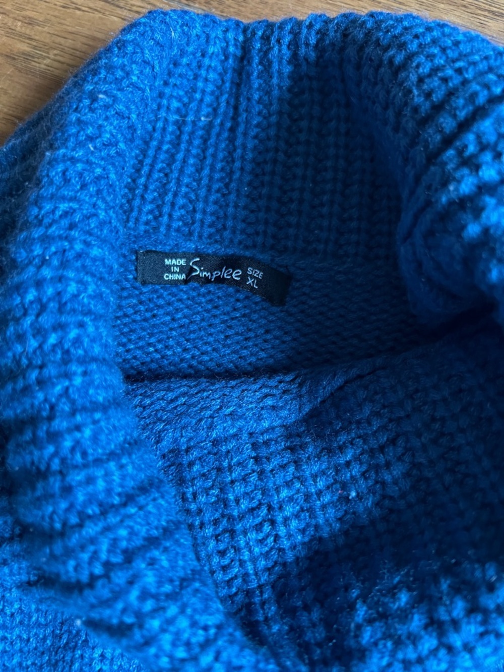 Simple Bright Blue Ribbed Turtleneck Sweater - Picture 4 of 4